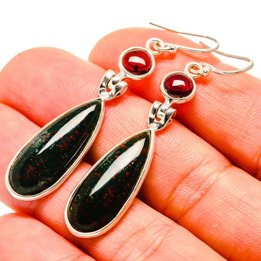 Bloodstone Earrings handcrafted by Ana Silver Co - EARR413485