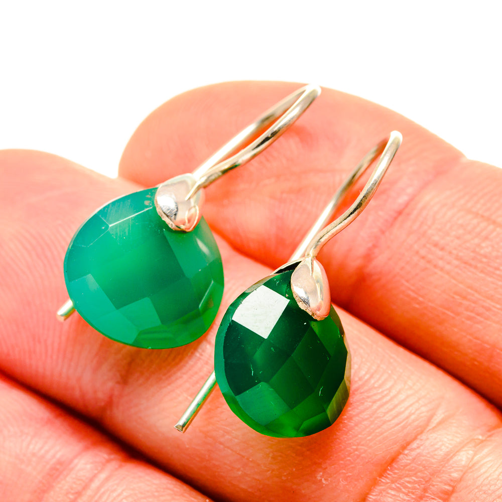 Green Onyx Earrings handcrafted by Ana Silver Co - EARR413486