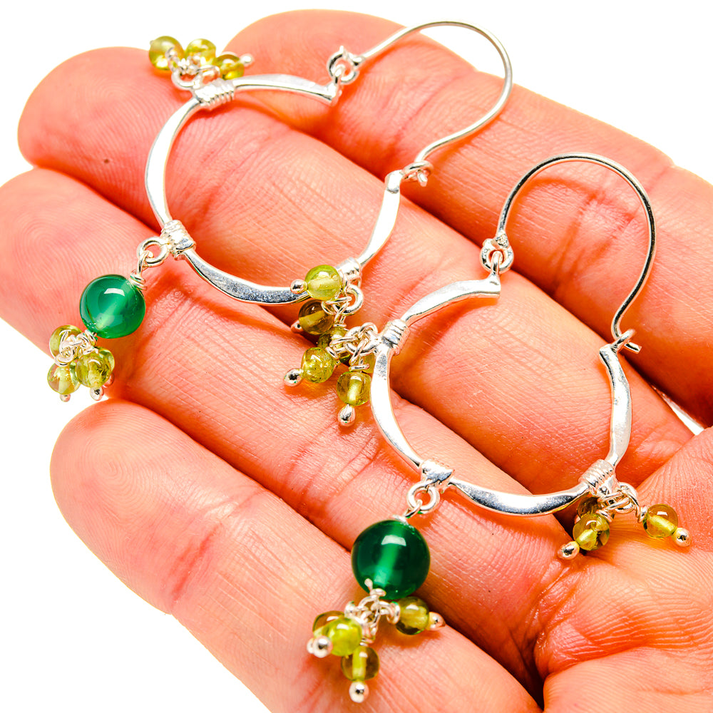 Green Onyx Earrings handcrafted by Ana Silver Co - EARR413490