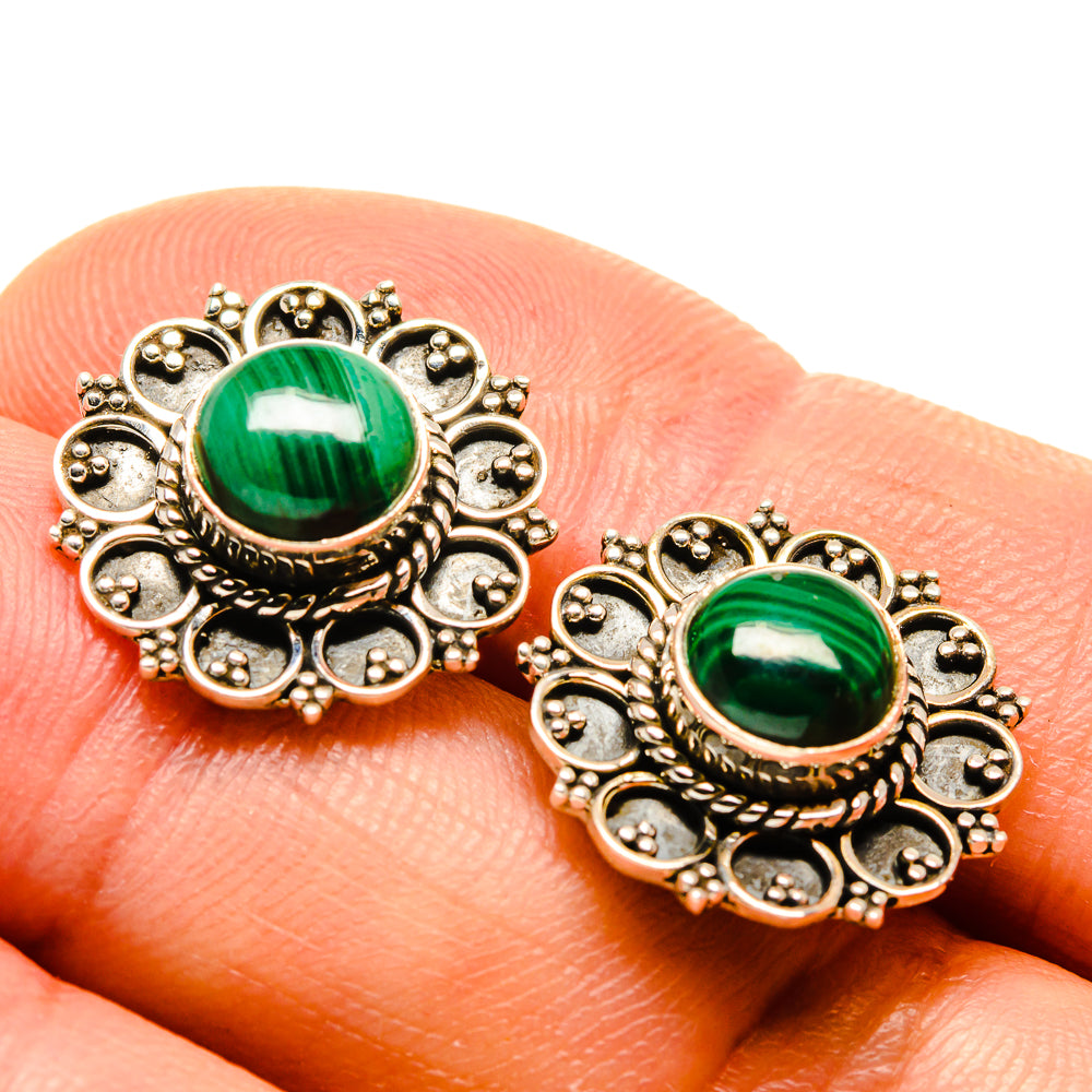 Malachite Earrings handcrafted by Ana Silver Co - EARR413504