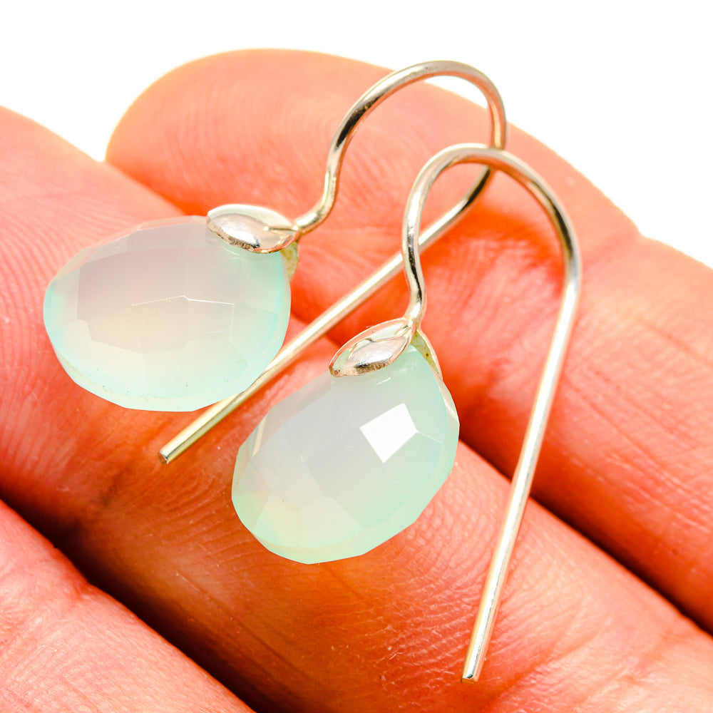 Aqua Chalcedony Earrings handcrafted by Ana Silver Co - EARR413611