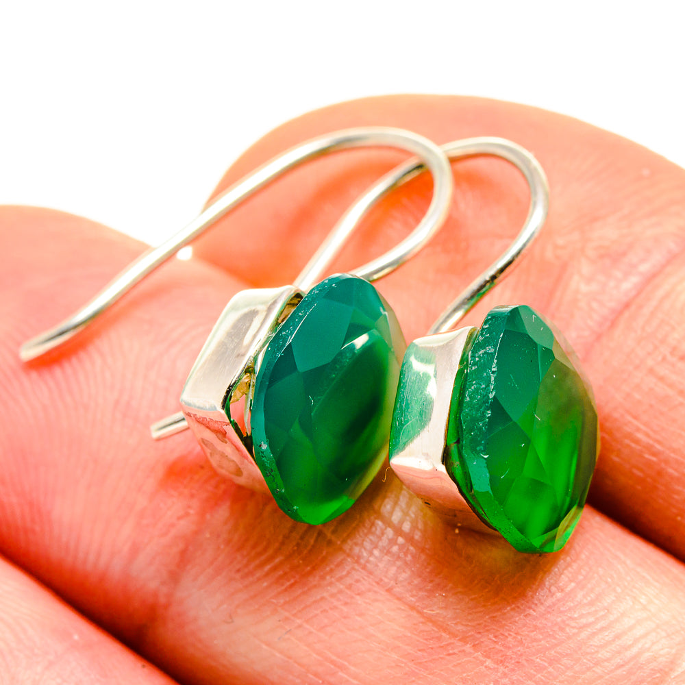 Green Onyx Earrings handcrafted by Ana Silver Co - EARR413612