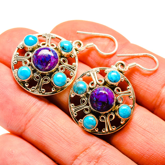Purple Copper Composite Turquoise, Tibetan Turquoise Earrings handcrafted by Ana Silver Co - EARR413613