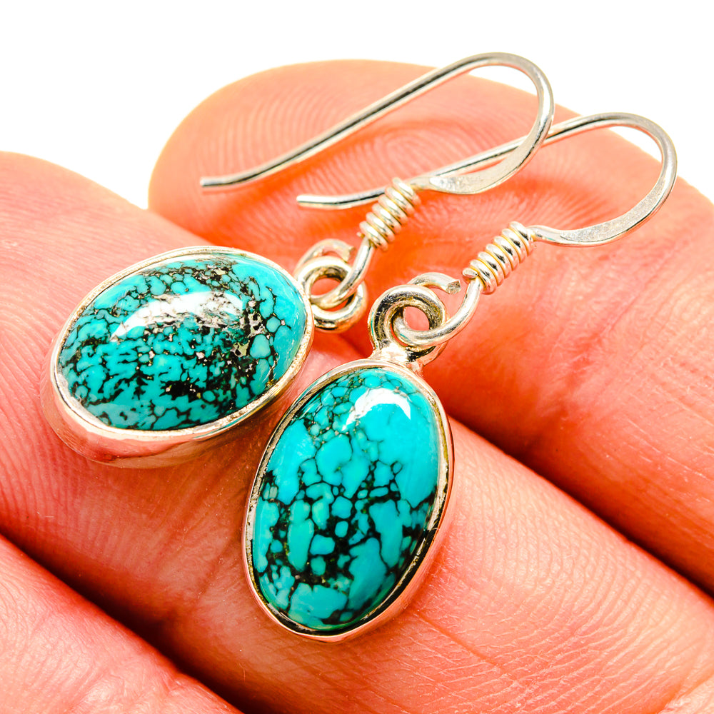 Tibetan Turquoise Earrings handcrafted by Ana Silver Co - EARR413614