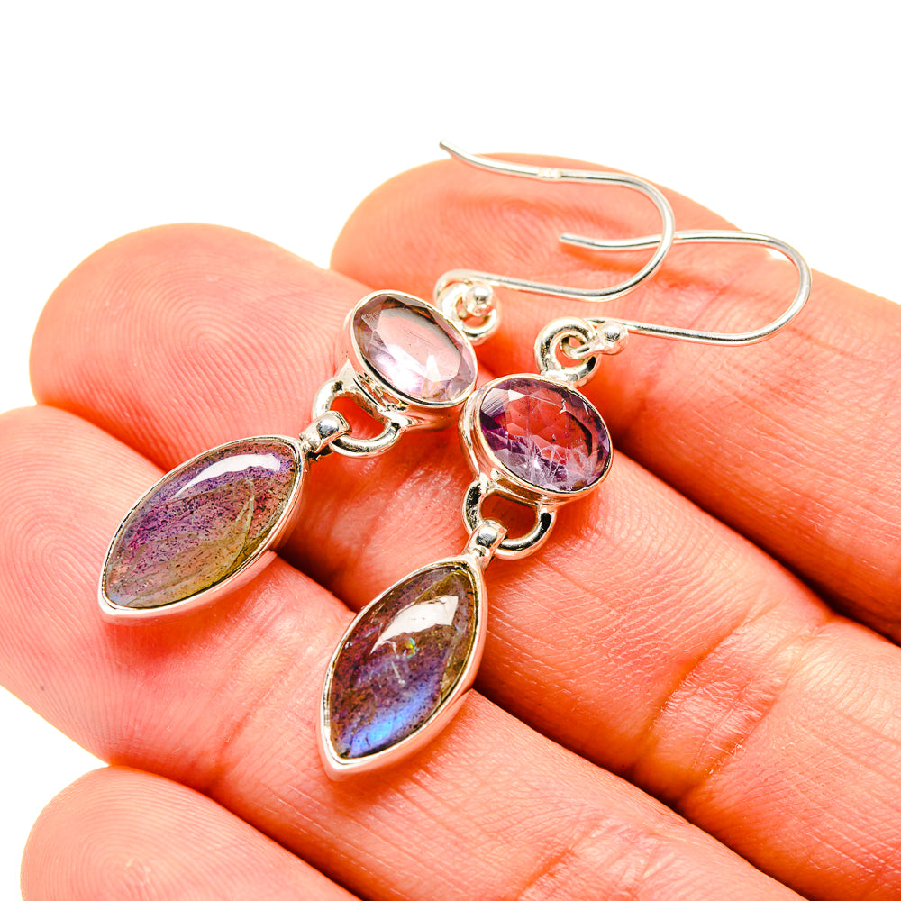 Labradorite, Amethyst Earrings handcrafted by Ana Silver Co - EARR413615