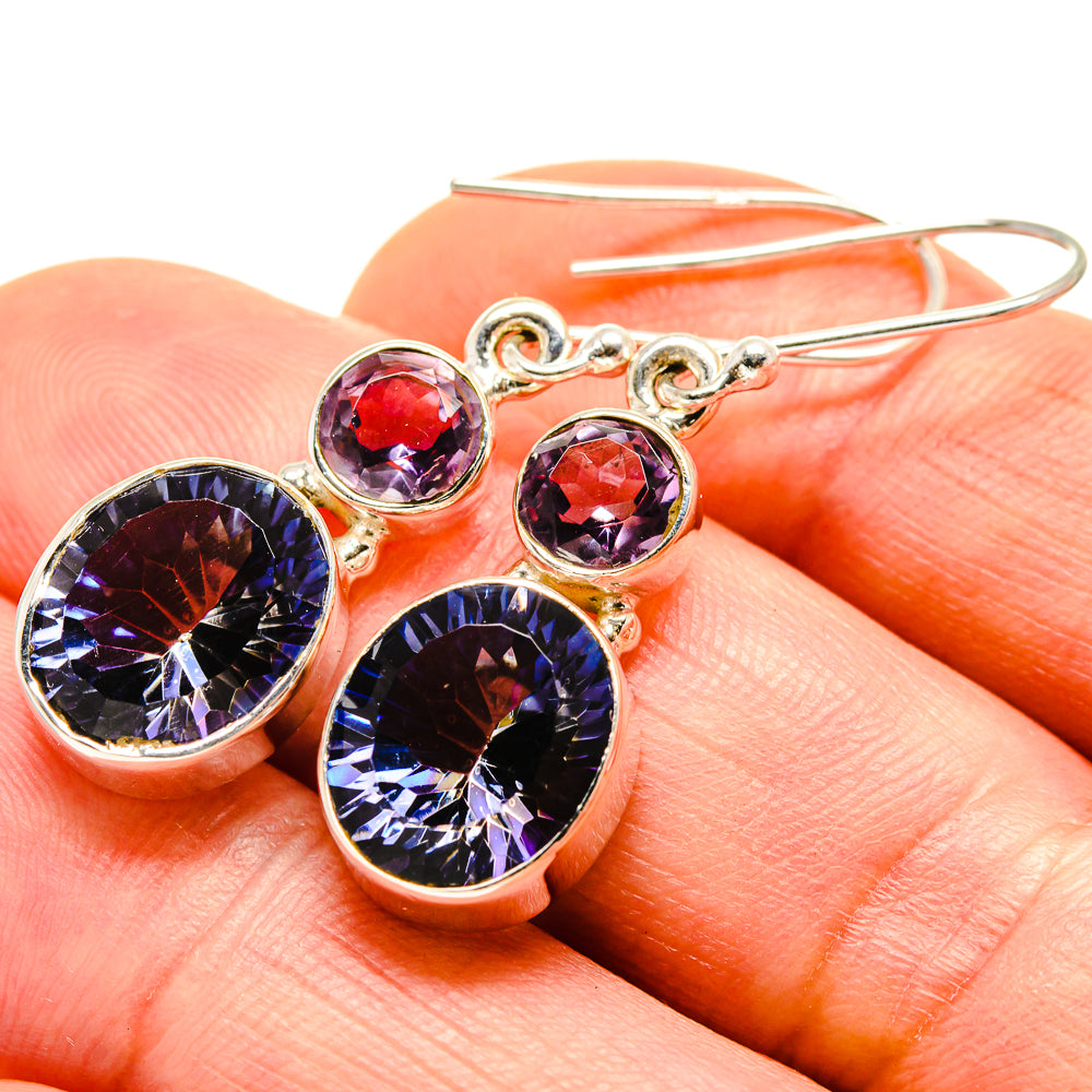 Blue Mystic Topaz, Amethyst Earrings handcrafted by Ana Silver Co - EARR413630