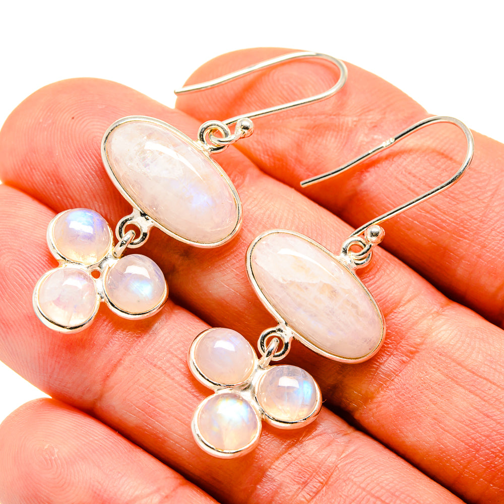 Rainbow Moonstone Earrings handcrafted by Ana Silver Co - EARR413632