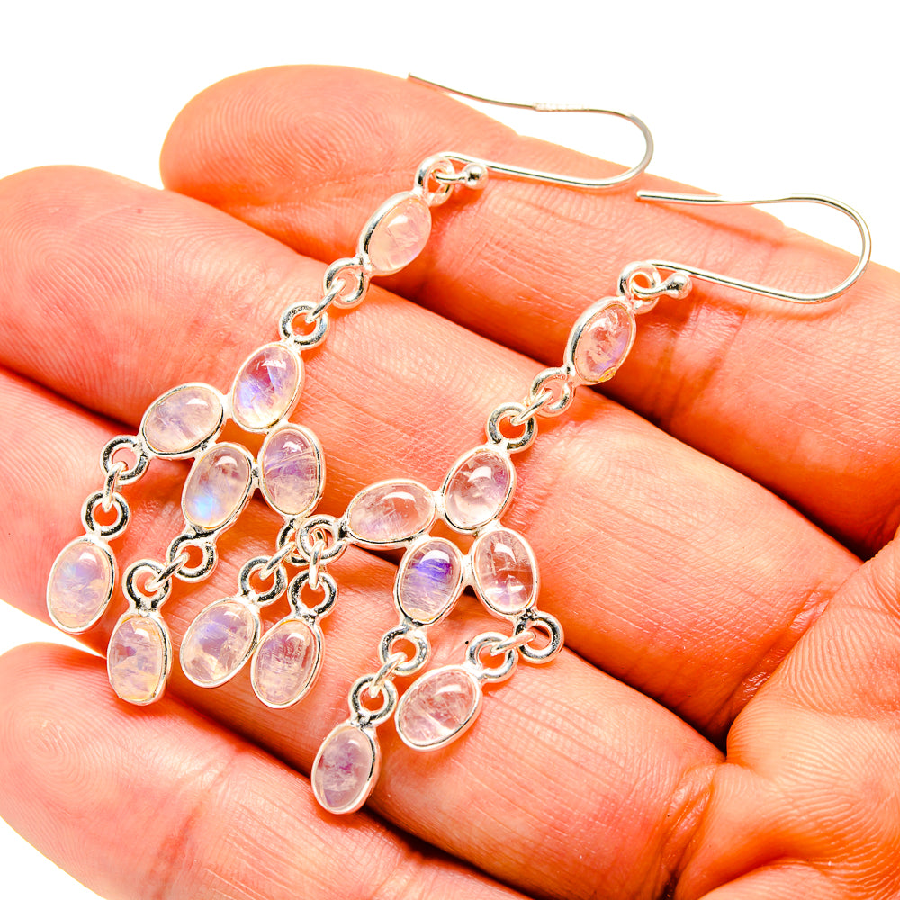 Rainbow Moonstone Earrings handcrafted by Ana Silver Co - EARR413636