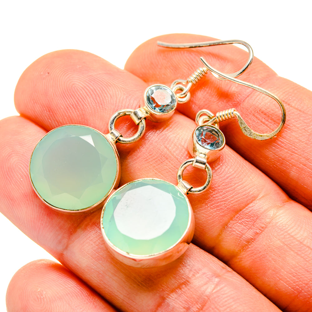 Aqua Chalcedony, Blue Topaz Earrings handcrafted by Ana Silver Co - EARR413638