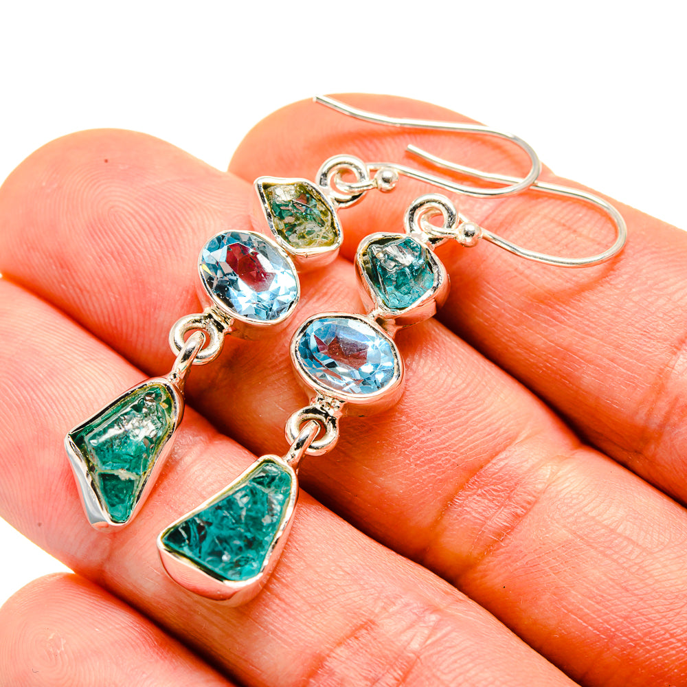 Blue Fluorite, Blue Topaz Earrings handcrafted by Ana Silver Co - EARR413640