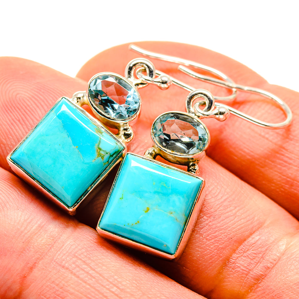 Arizona Turquoise, Blue Topaz Earrings handcrafted by Ana Silver Co - EARR413641