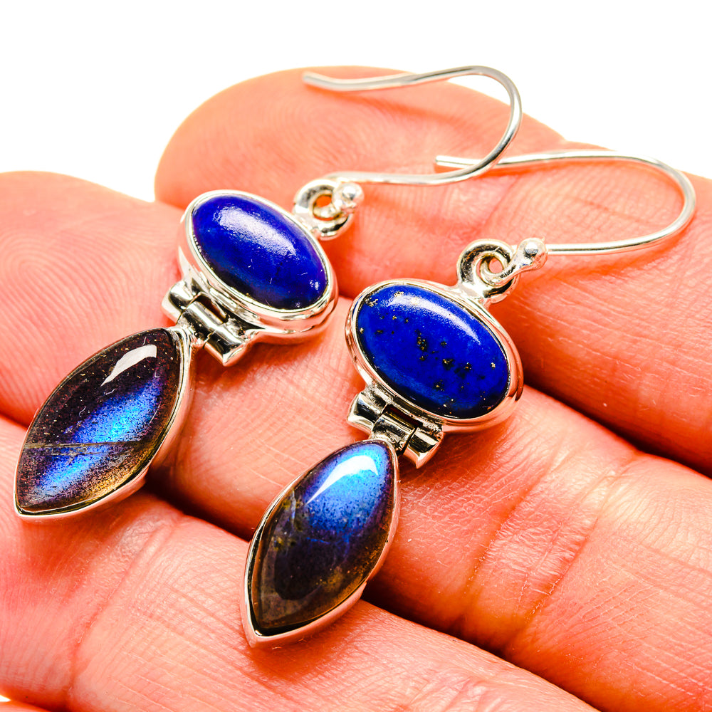 Labradorite, Lapis Lazuli Earrings handcrafted by Ana Silver Co - EARR413645