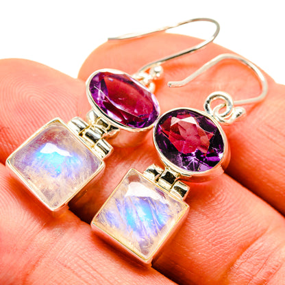 Rainbow Moonstone, Amethyst Earrings handcrafted by Ana Silver Co - EARR413646