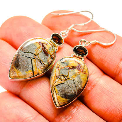 Butterfly Jasper, Smoky Quartz Earrings handcrafted by Ana Silver Co - EARR413657