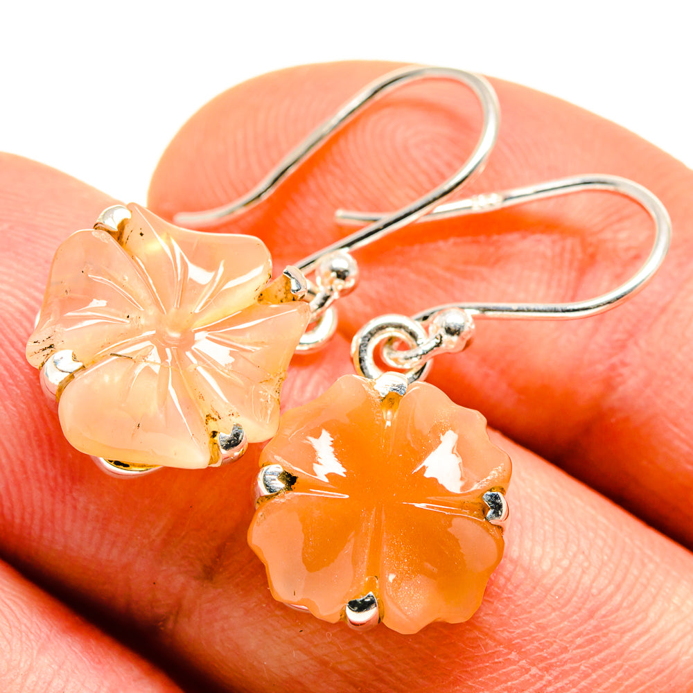 Peach Moonstone Earrings handcrafted by Ana Silver Co - EARR413660