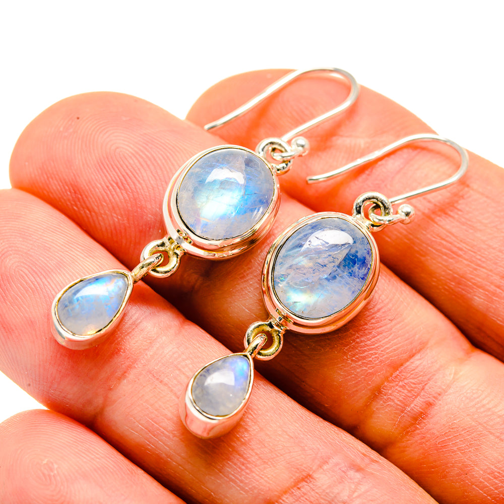 Rainbow Moonstone Earrings handcrafted by Ana Silver Co - EARR413663