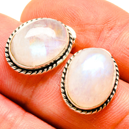 Rainbow Moonstone Earrings handcrafted by Ana Silver Co - EARR413664