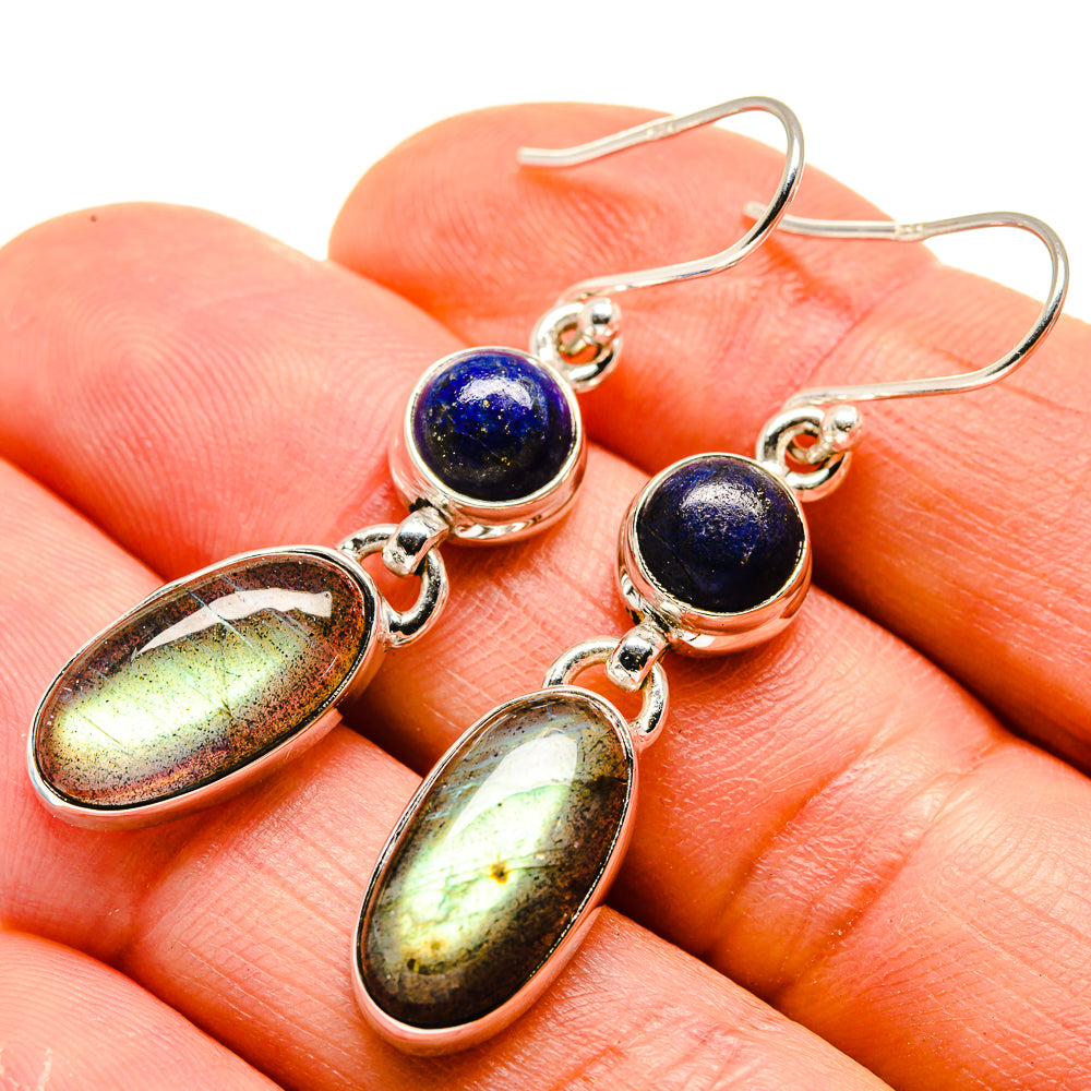 Labradorite, Lapis Lazuli Earrings handcrafted by Ana Silver Co - EARR413667