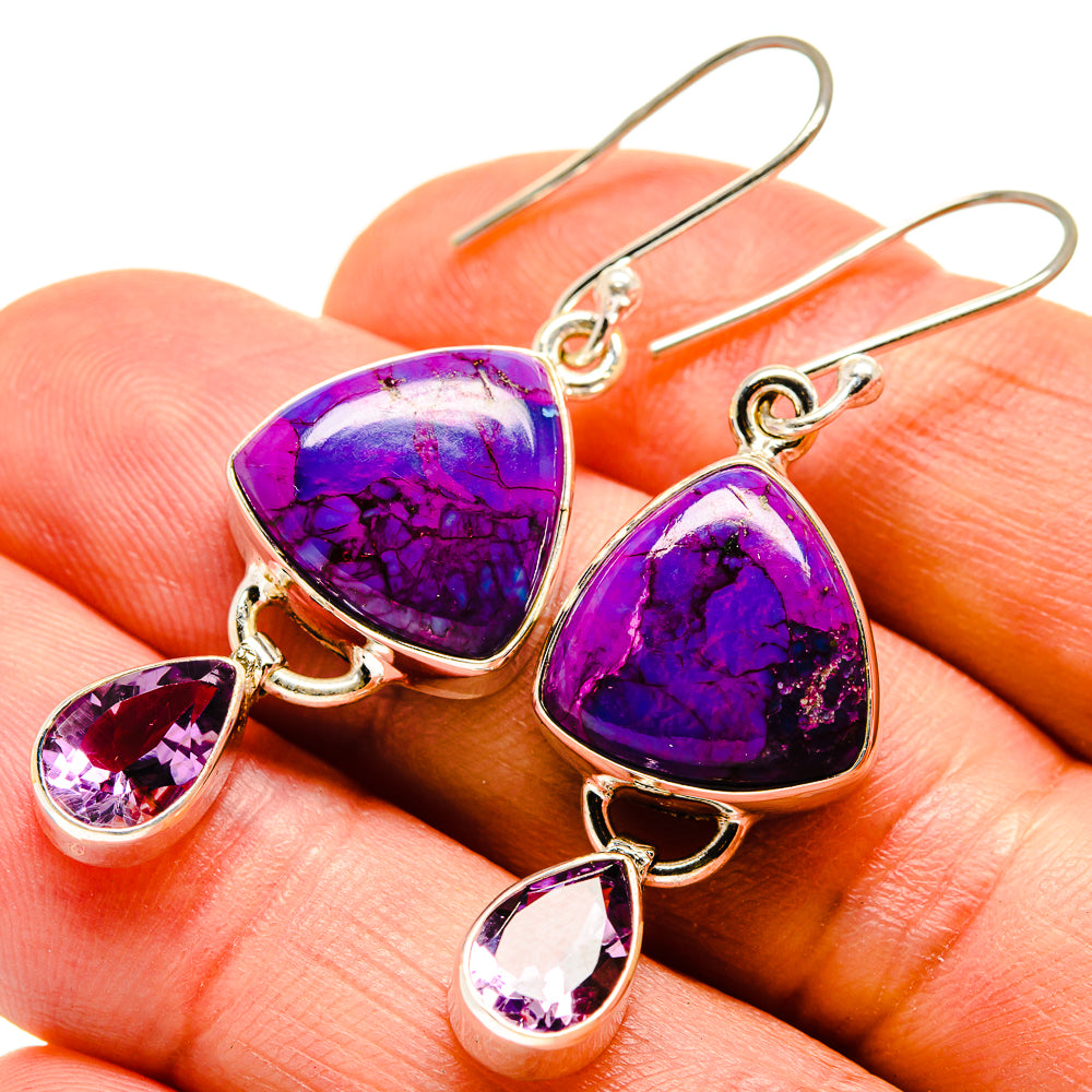 Purple Copper Composite Turquoise, Amethyst Earrings handcrafted by Ana Silver Co - EARR413668