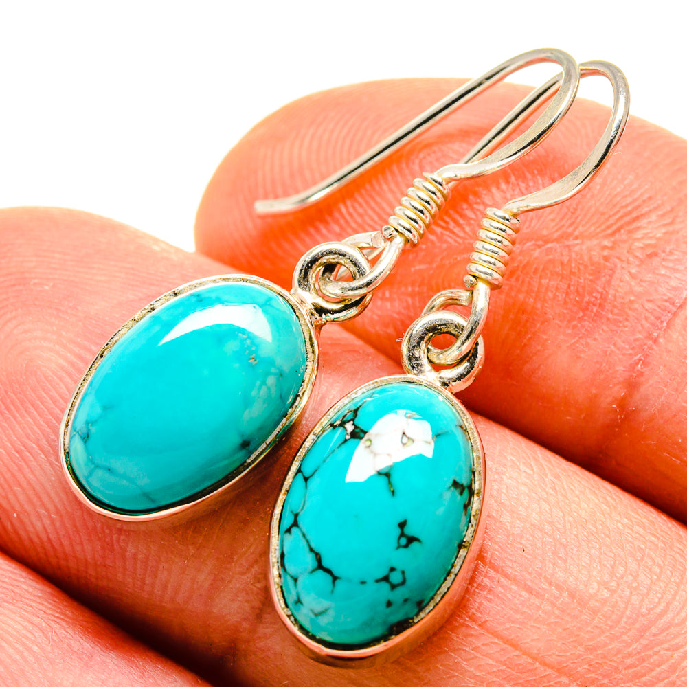 Tibetan Turquoise Earrings handcrafted by Ana Silver Co - EARR413669