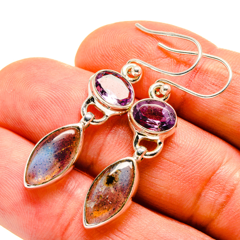 Labradorite, Amethyst Earrings handcrafted by Ana Silver Co - EARR413672