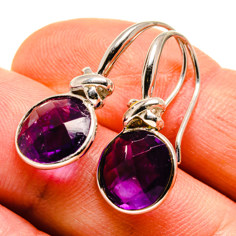Faceted Amethyst Earrings handcrafted by Ana Silver Co - EARR413677