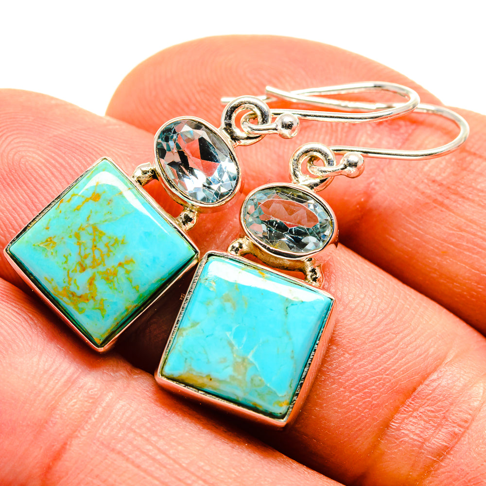 Arizona Turquoise, Blue Topaz Earrings handcrafted by Ana Silver Co - EARR413678