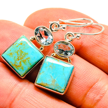 Arizona Turquoise, Blue Topaz Earrings handcrafted by Ana Silver Co - EARR413678