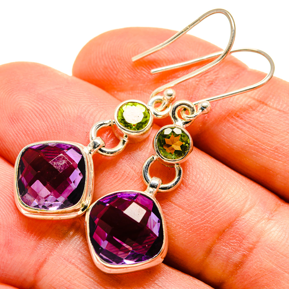 Faceted Amethyst, Peridot Earrings handcrafted by Ana Silver Co - EARR413682