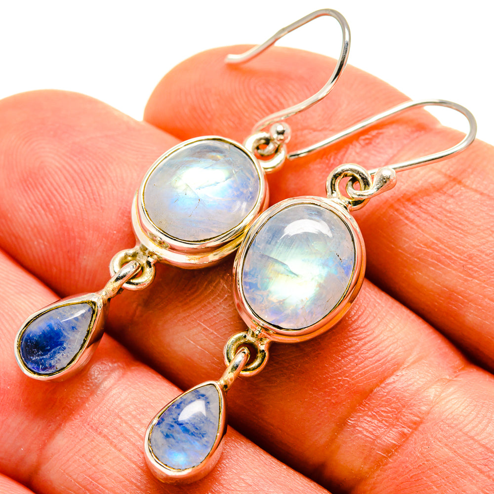 Rainbow Moonstone Earrings handcrafted by Ana Silver Co - EARR413696