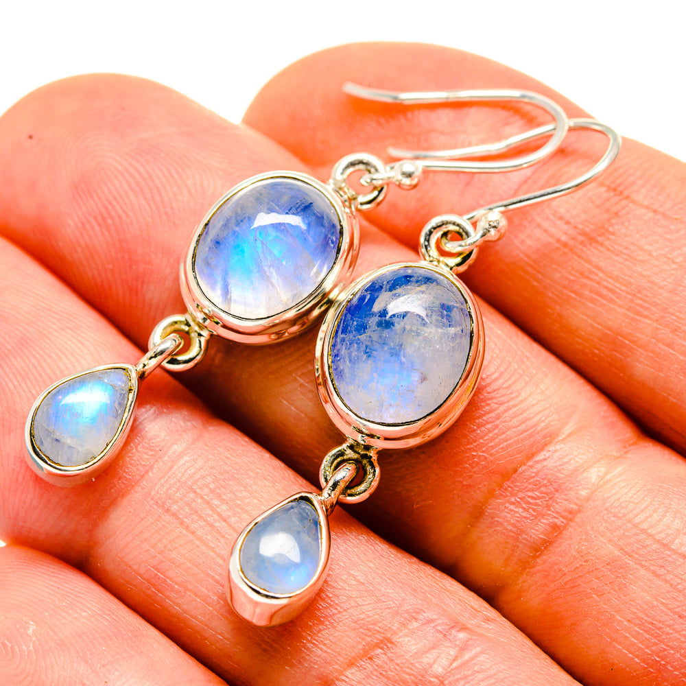 Rainbow Moonstone Earrings handcrafted by Ana Silver Co - EARR413704