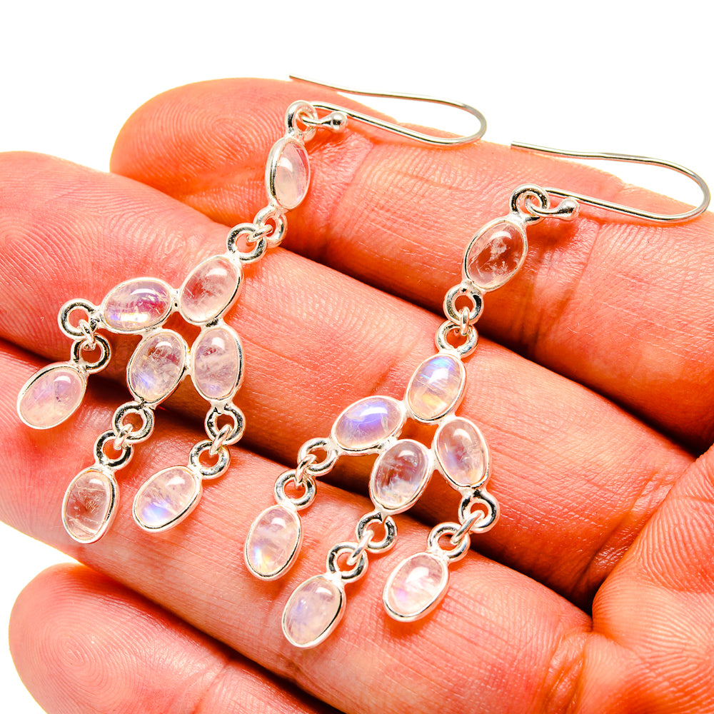 Rainbow Moonstone Earrings handcrafted by Ana Silver Co - EARR413705