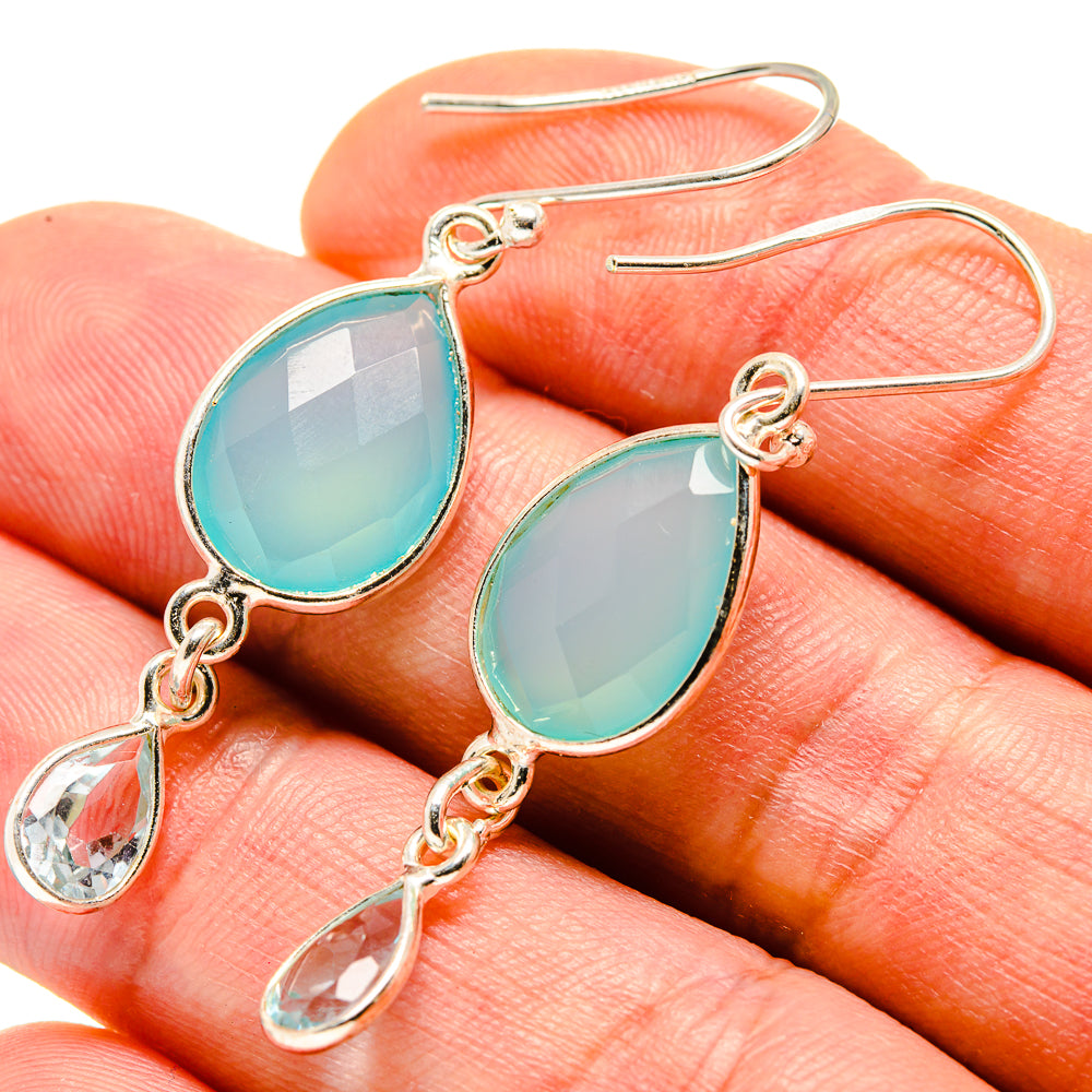 Aqua Chalcedony Earrings handcrafted by Ana Silver Co - EARR413706