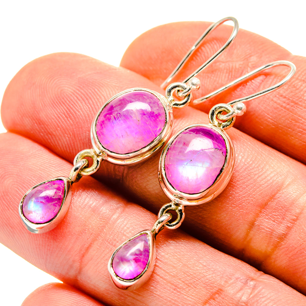Pink Moonstone Earrings handcrafted by Ana Silver Co - EARR413715