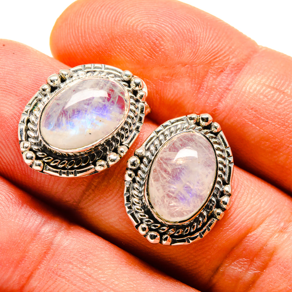 Rainbow Moonstone Earrings handcrafted by Ana Silver Co - EARR413720