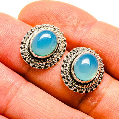 Aqua Chalcedony Earrings handcrafted by Ana Silver Co - EARR413728