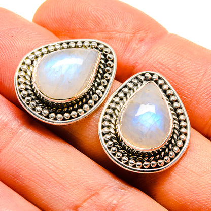 Rainbow Moonstone Earrings handcrafted by Ana Silver Co - EARR413730