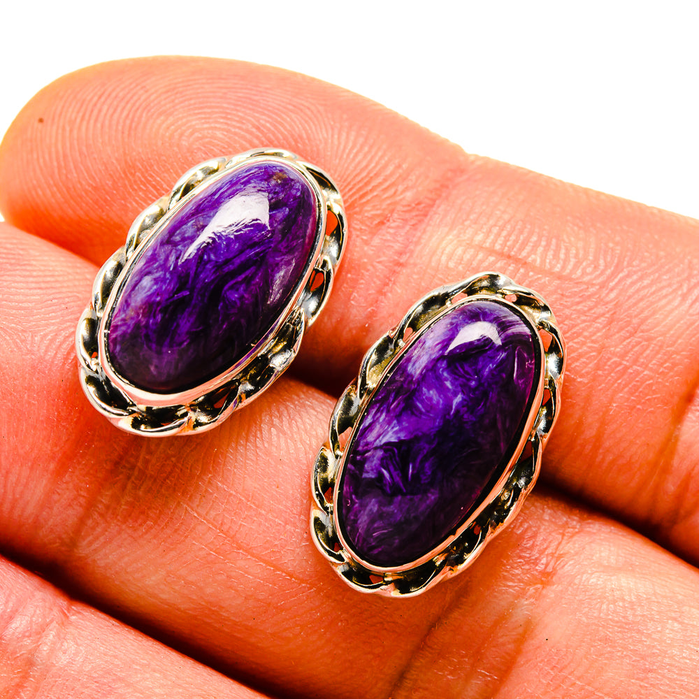 Charoite Earrings handcrafted by Ana Silver Co - EARR413736
