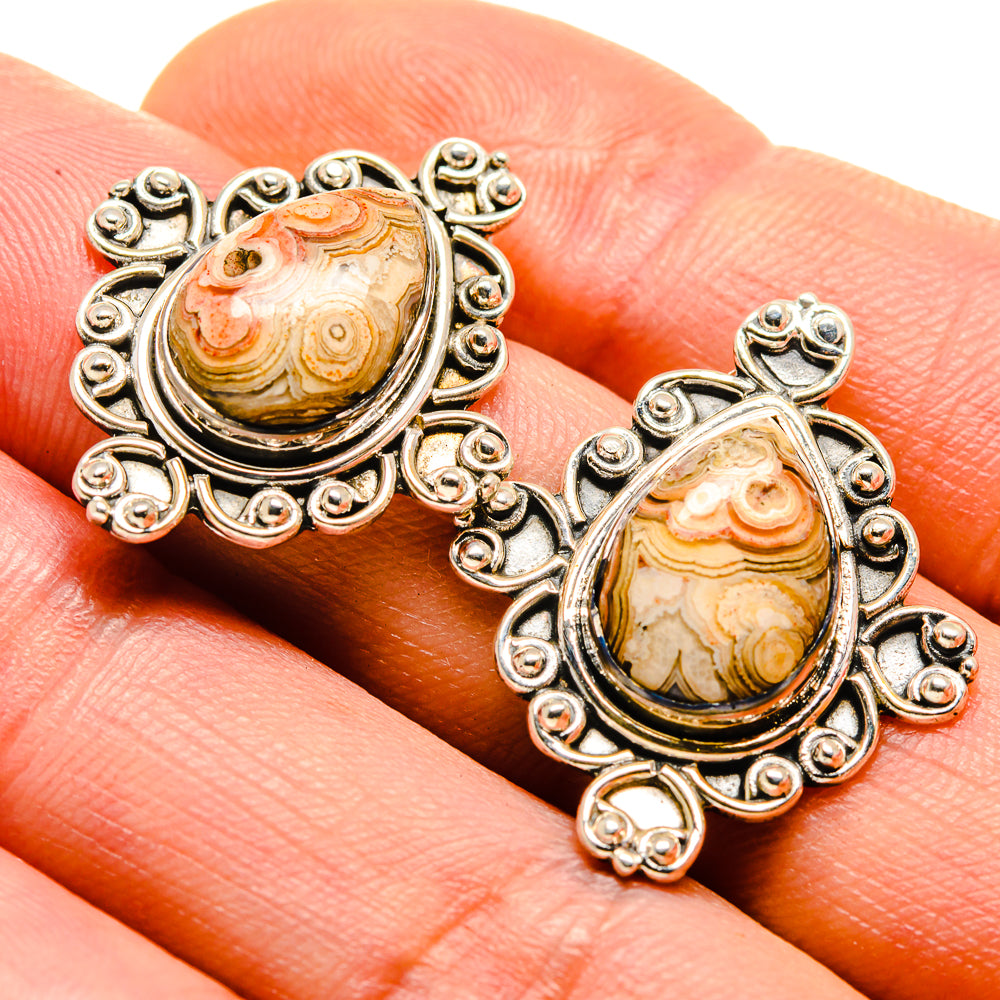 Laguna Lace Agate Earrings handcrafted by Ana Silver Co - EARR413737