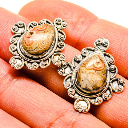 Laguna Lace Agate Earrings handcrafted by Ana Silver Co - EARR413737