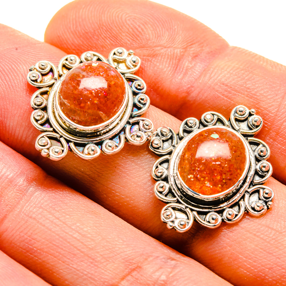 Sunstone Earrings handcrafted by Ana Silver Co - EARR413738