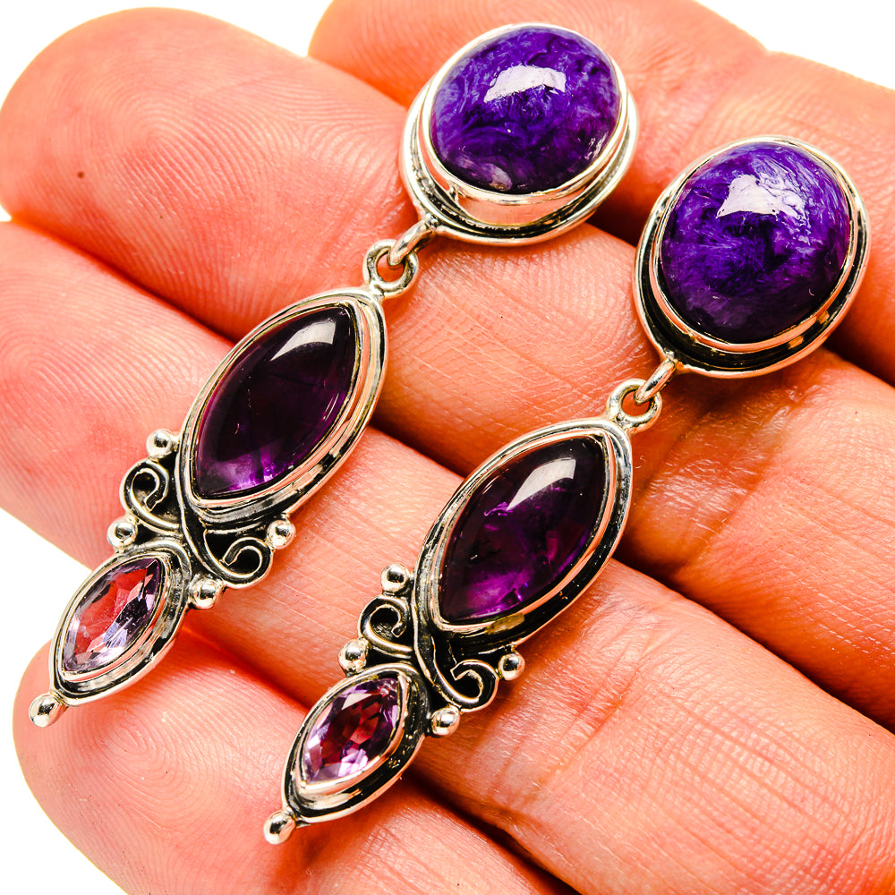 Charoite Earrings handcrafted by Ana Silver Co - EARR413741