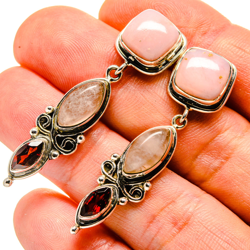 Pink Opal Earrings handcrafted by Ana Silver Co - EARR413742
