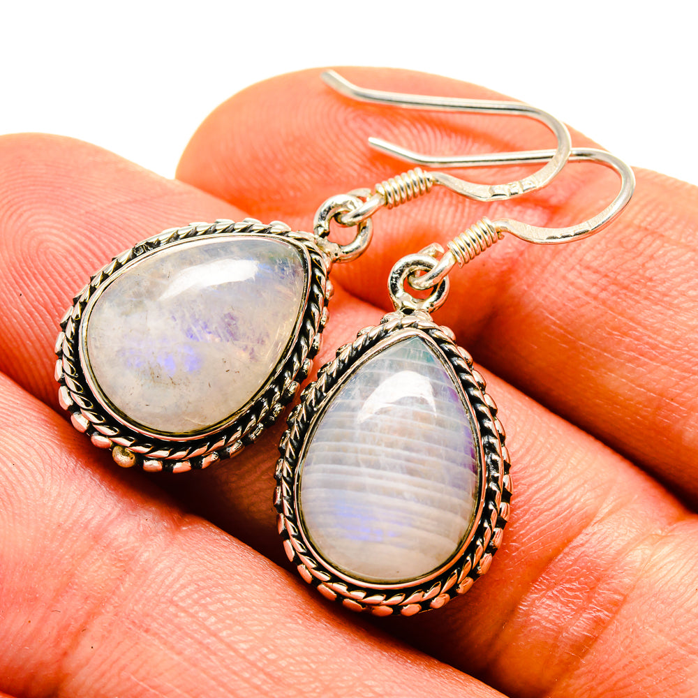 Rainbow Moonstone Earrings handcrafted by Ana Silver Co - EARR413753