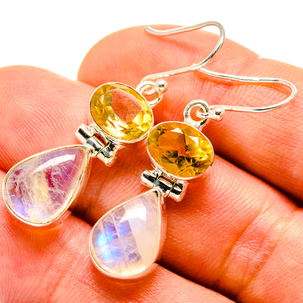 Rainbow Moonstone Earrings handcrafted by Ana Silver Co - EARR413767