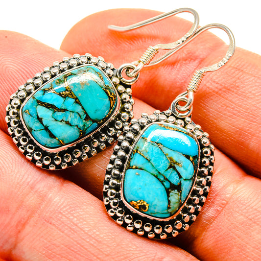 Blue Copper Composite Turquoise Earrings handcrafted by Ana Silver Co - EARR413768