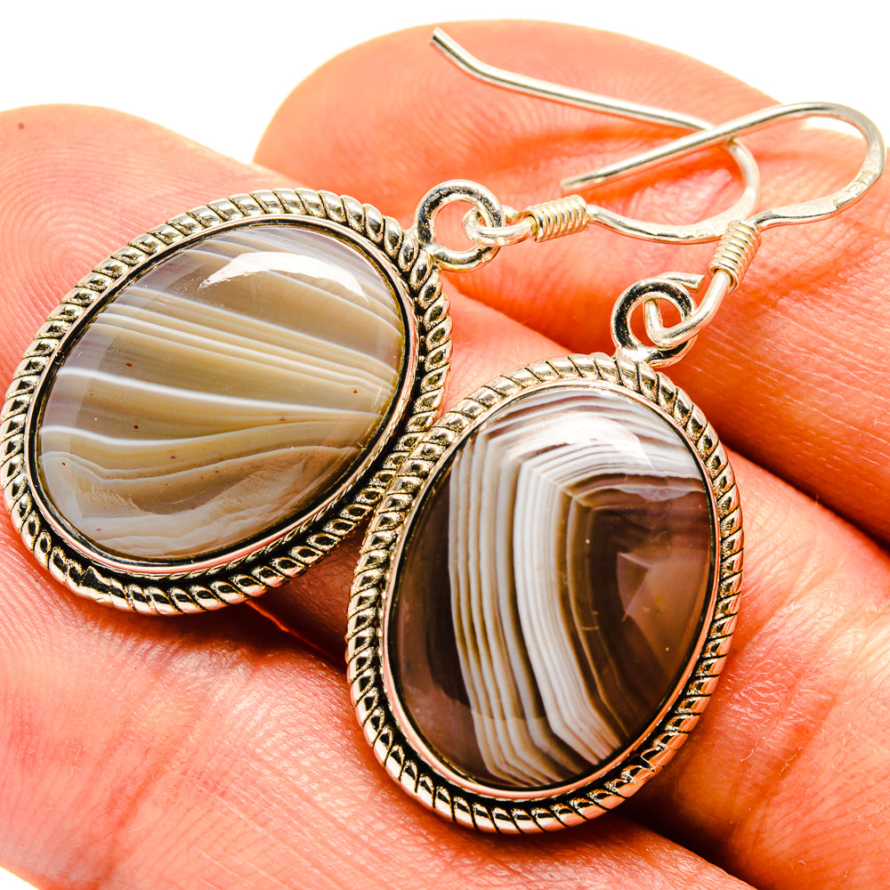 Botswana Agate Earrings handcrafted by Ana Silver Co - EARR413771