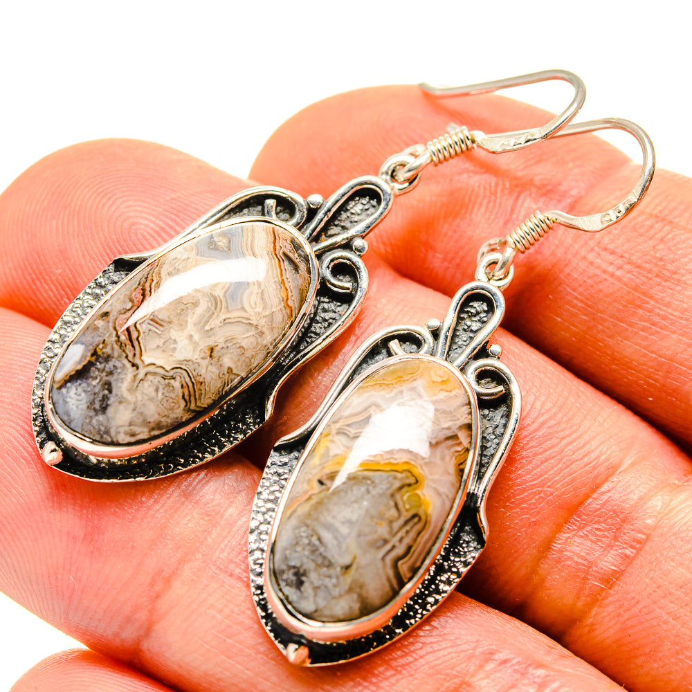 Laguna Lace Agate Earrings handcrafted by Ana Silver Co - EARR413774
