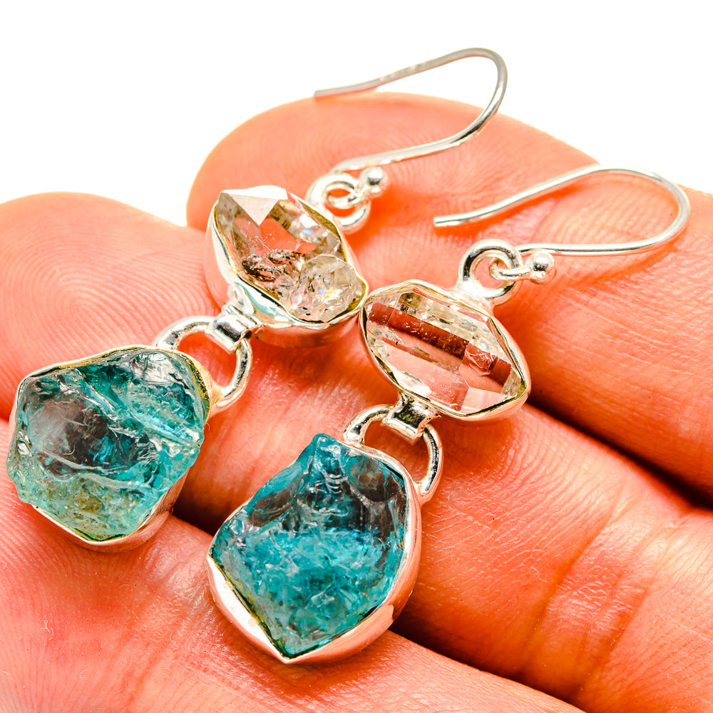 Blue Fluorite Earrings handcrafted by Ana Silver Co - EARR413777