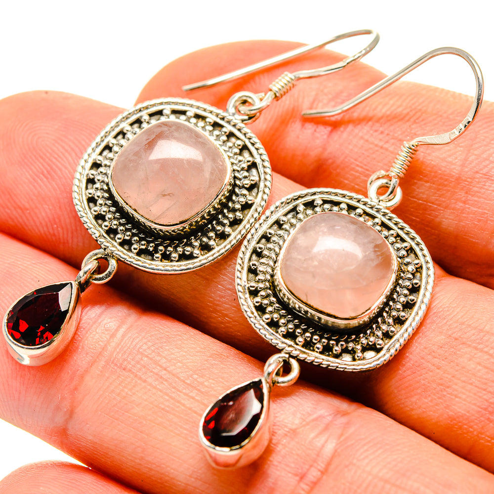 Rose Quartz Earrings handcrafted by Ana Silver Co - EARR413796
